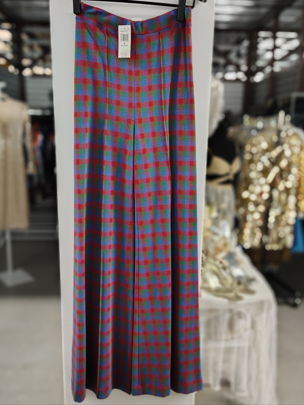 Rosetta Getty Cobalt Check Jacket & Wide Leg Pants Set Medium NWT - Picture 4 of 10
